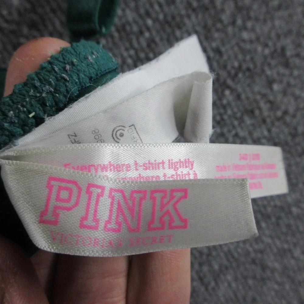 PINK Wear Everywhere Bra Womens 34D Green Lightly Lined Underwire T Shirt